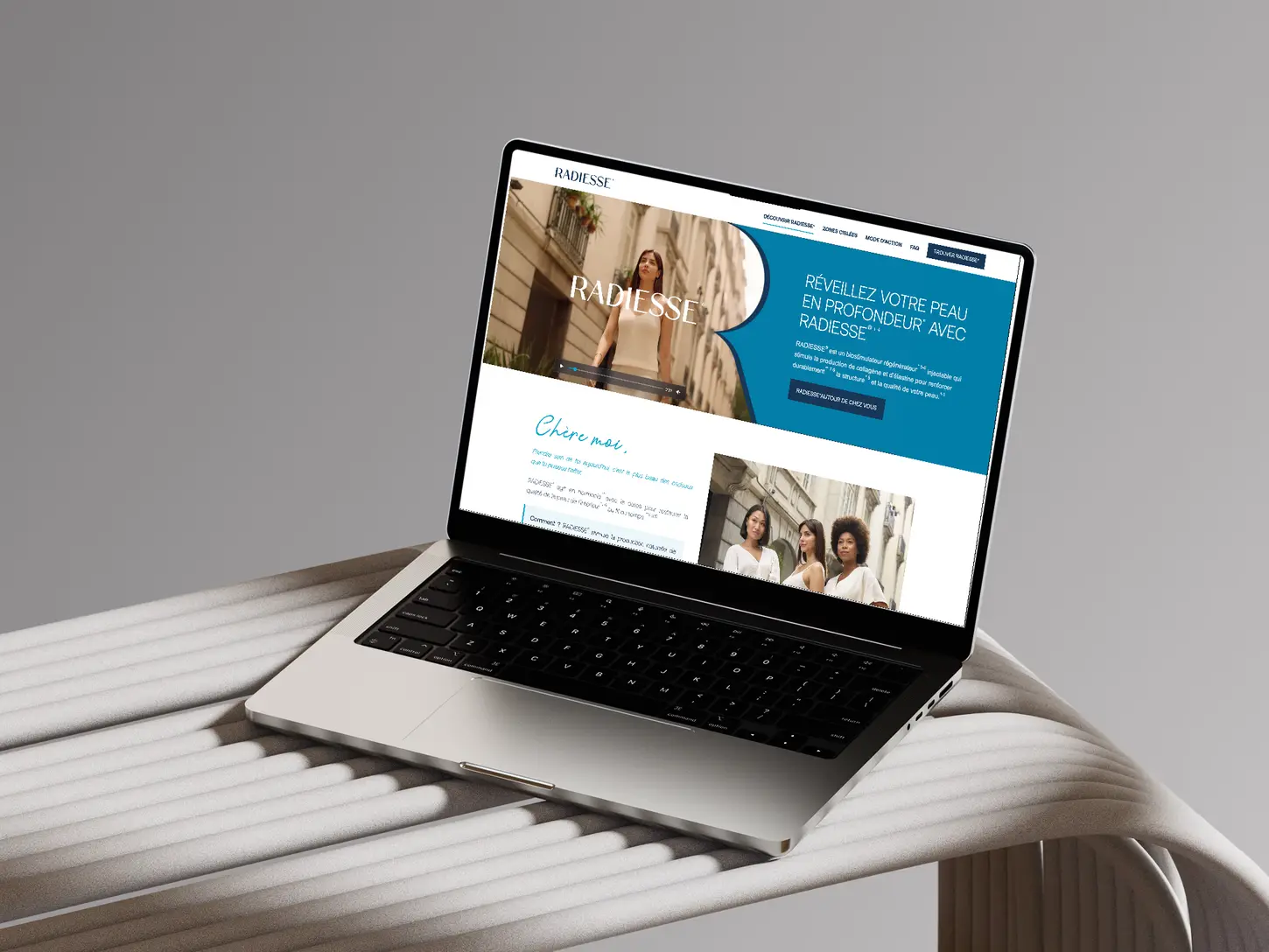 Landing page RADIESSE produite pour Merz Aesthetics