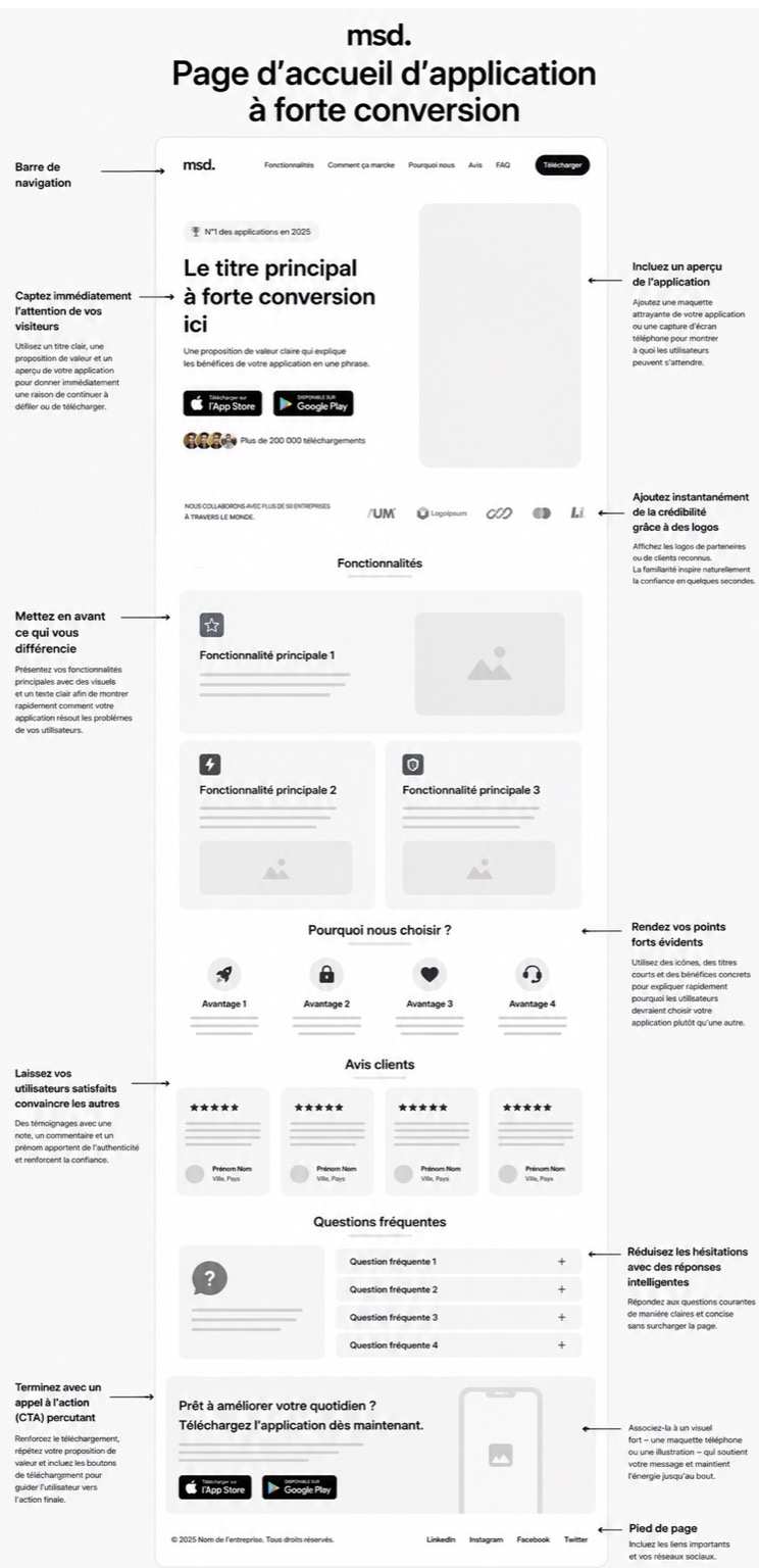 Aperçu du template de landing page à forte conversion MSD Media
